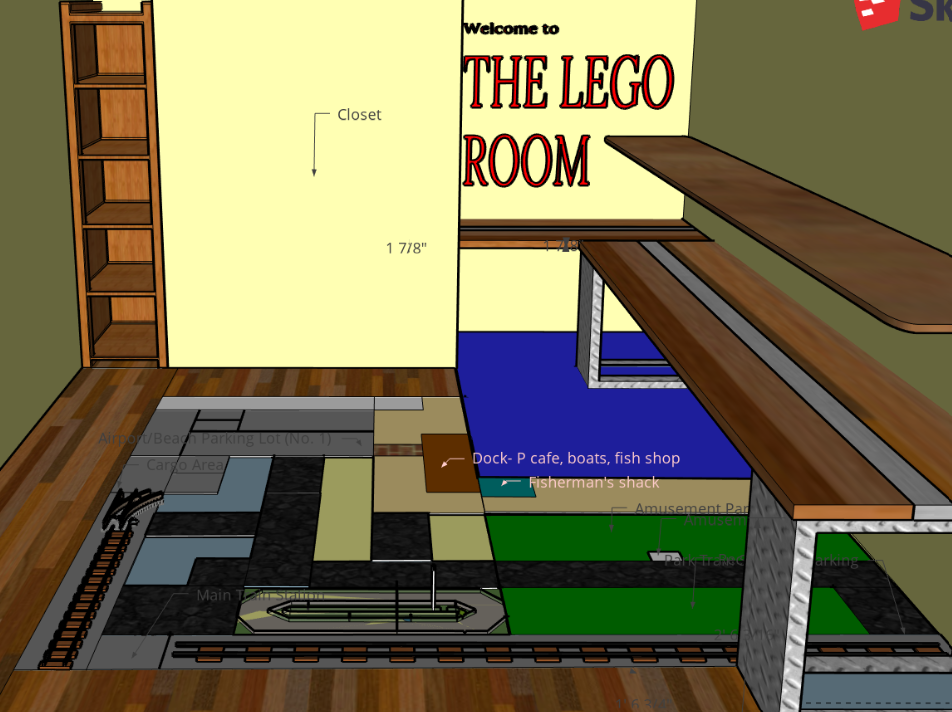 SketchUp drawing of the LEGO Room plan