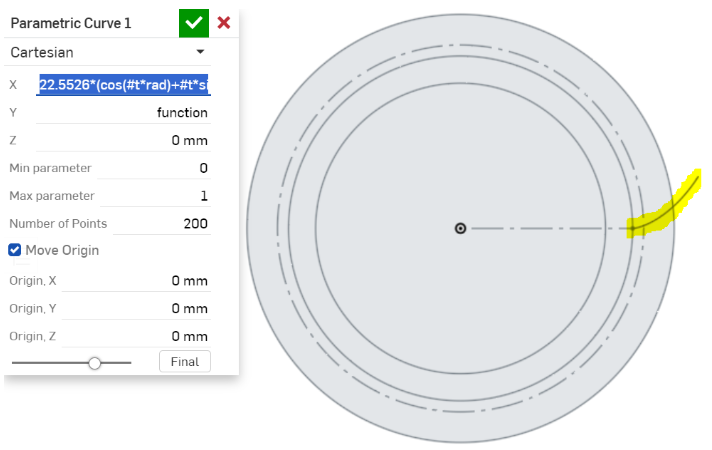 Involute gear curve