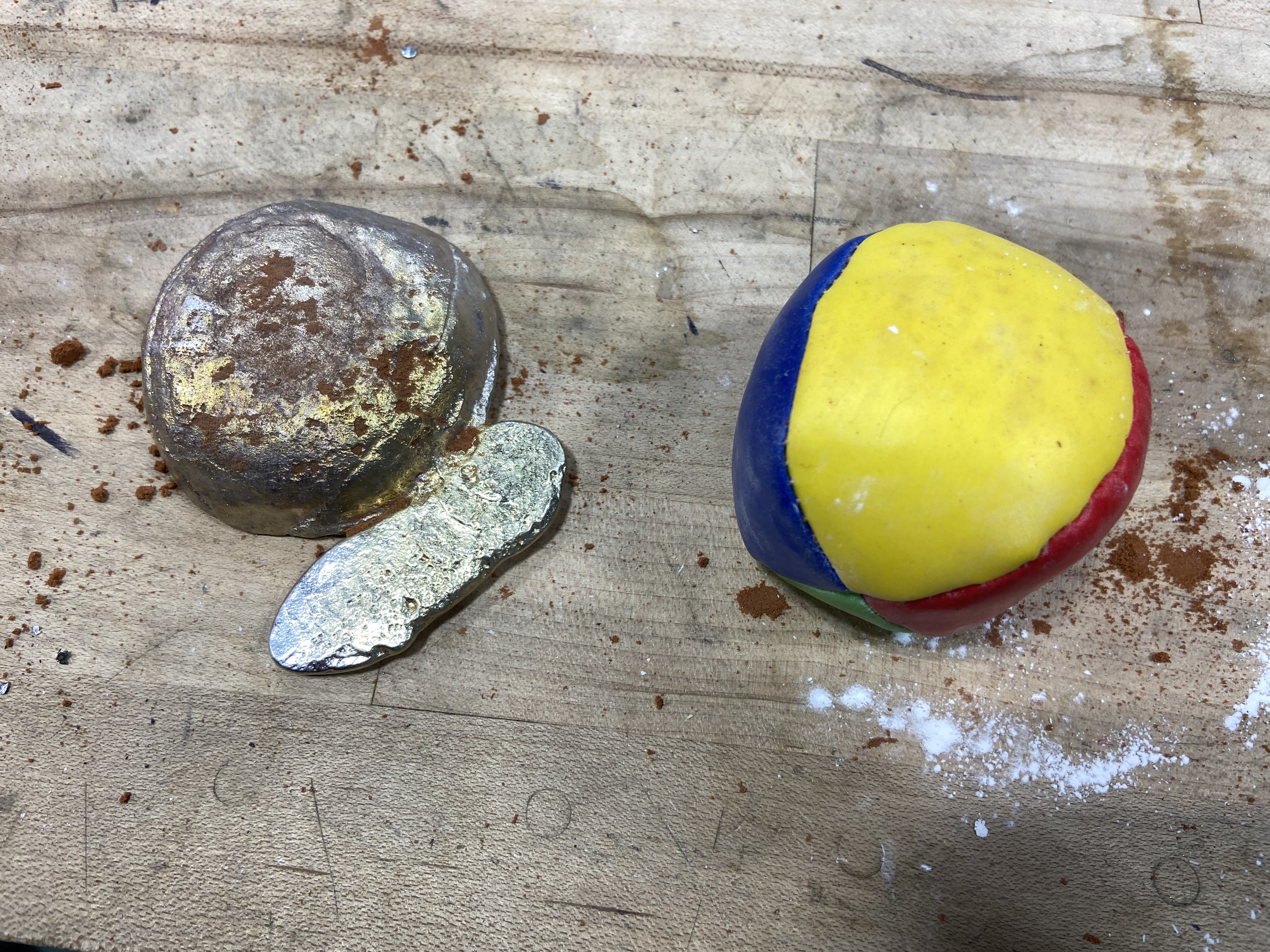 Cast pewter hacky sack test piece