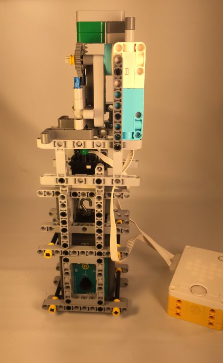 SPIKE touch sensor calibration robot, motor and gear assembly